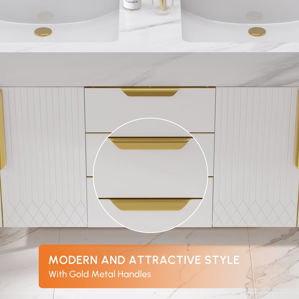 Aro 59" Double Bathroom Vanity & 59" Bathroom Storage Cabinet Set window image