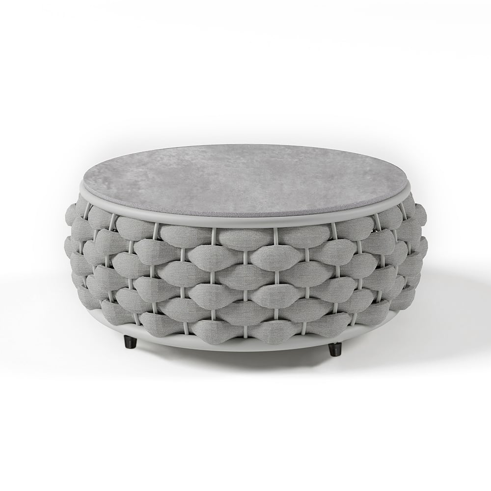 Cocaro Weave Round Propane Outdoor Fire Pit & Outdoor Sofa Swivel Set window image