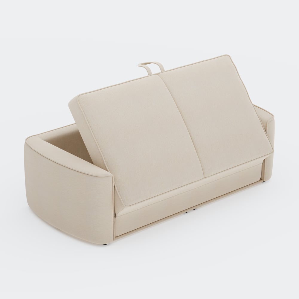 80" Queen 3-Seater Chenille Fold-Down Sleeper Sofa with Removable Cover window image