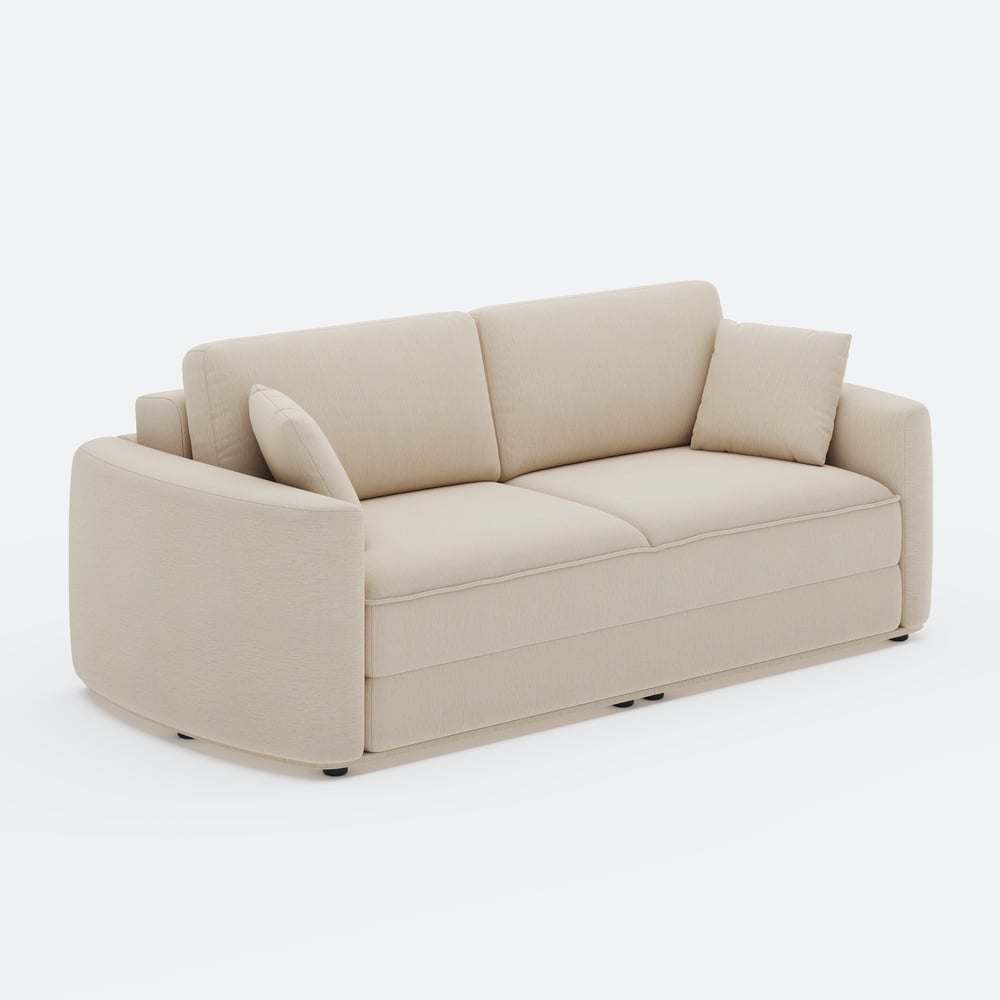 80" Queen 3-Seater Chenille Fold-Down Sleeper Sofa with Removable Cover window image