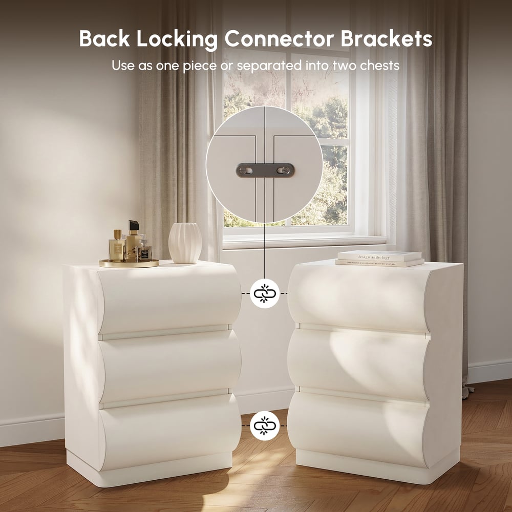 Humply 39" White Leather 6-Drawer Dresser window image