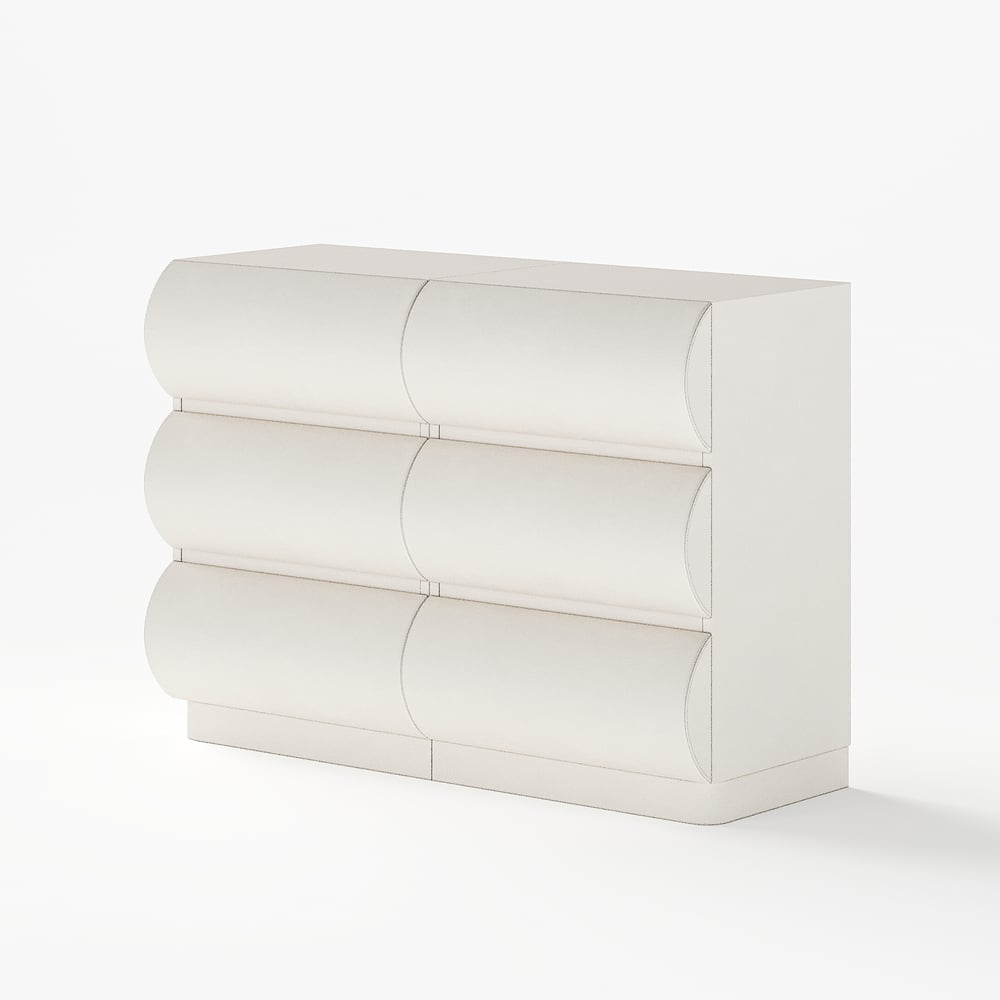 Humply 39" White Leather 6-Drawer Dresser window image