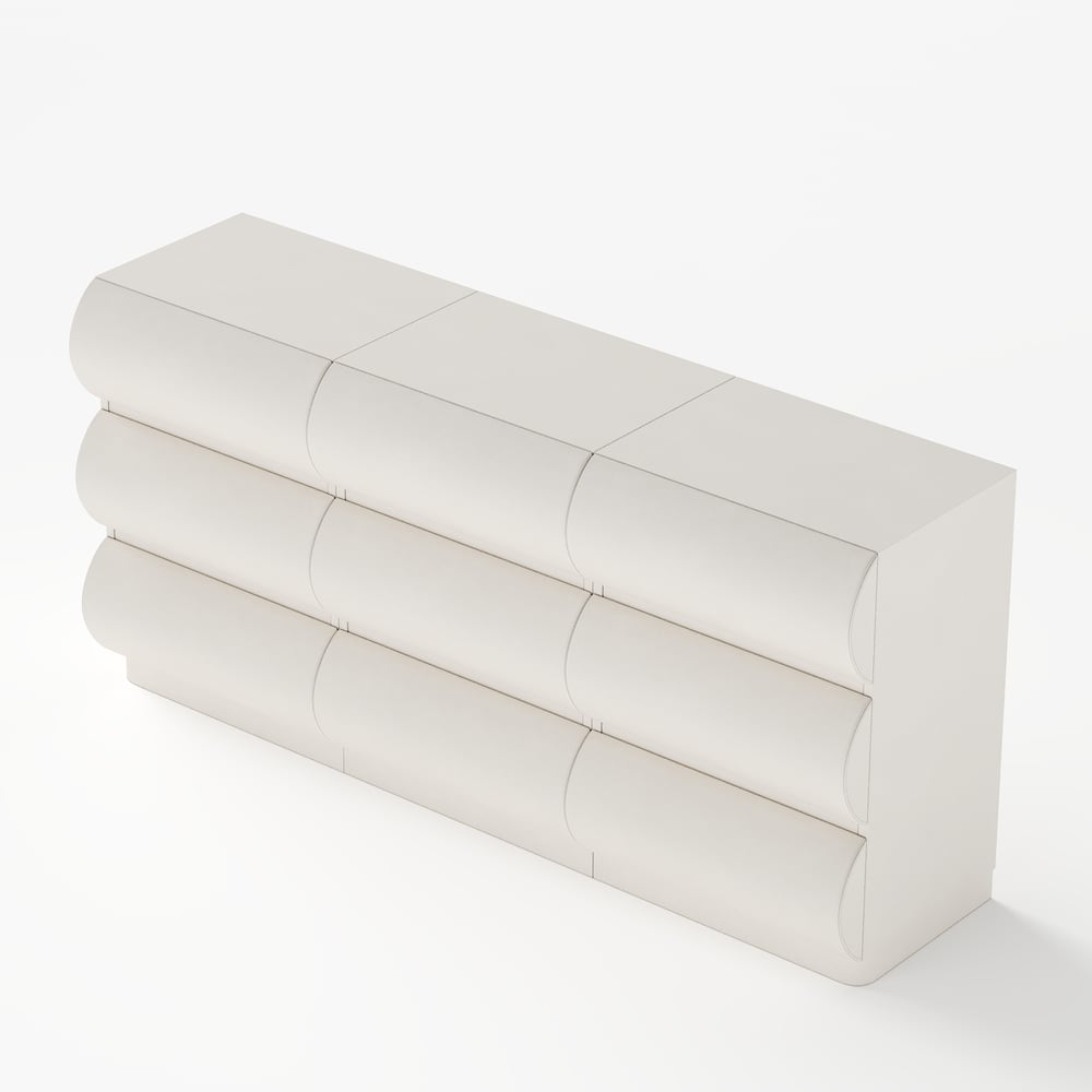 Humply 59" White Leather 9-Drawer Dresser window image