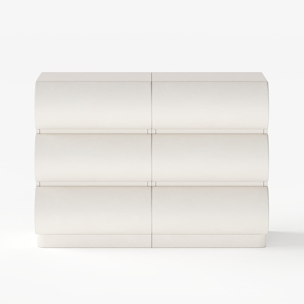 Humply 39" White Leather 6-Drawer Dresser window image
