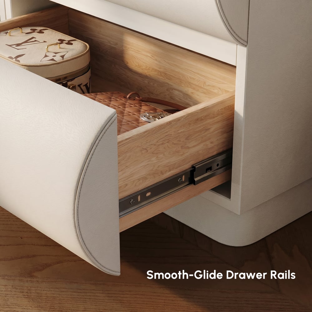 Humply 39" White Leather 6-Drawer Dresser window image