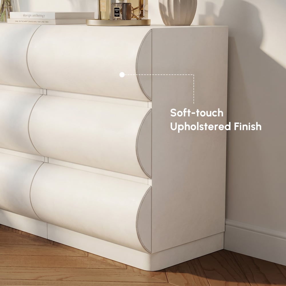 Humply 39" White Leather 6-Drawer Dresser window image