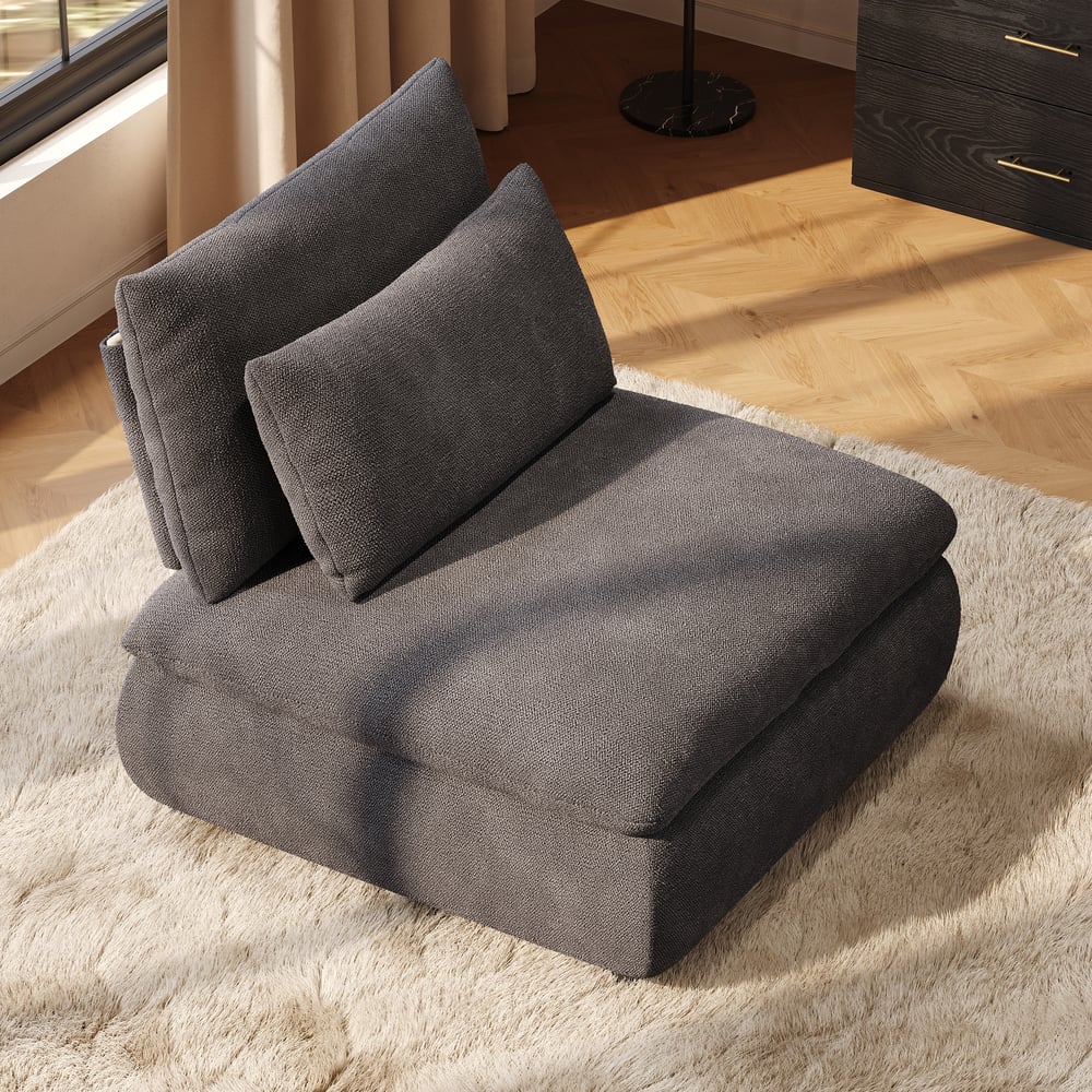 36" Chenille Slipper Accent Chair with Hidden Storage & Removable Backrest window image