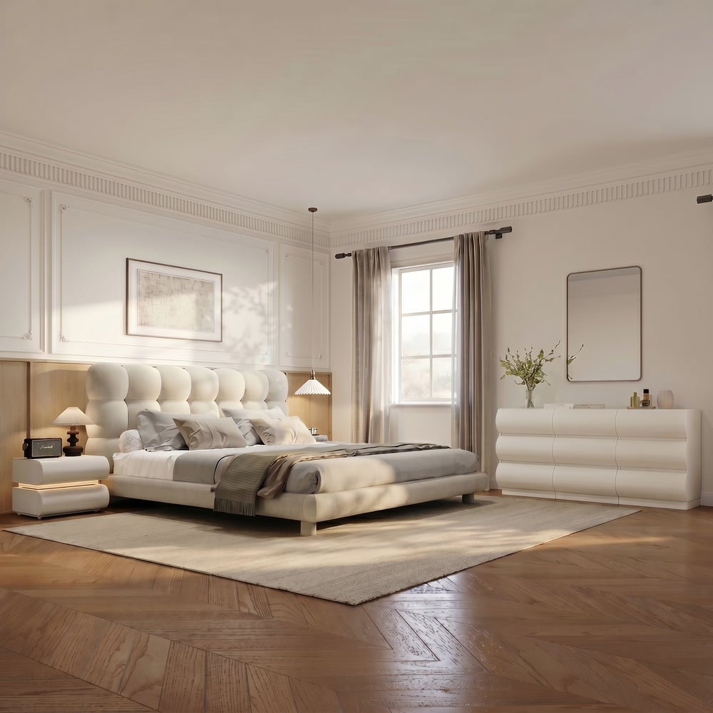 Humply 59" White Leather 9-Drawer Dresser window image