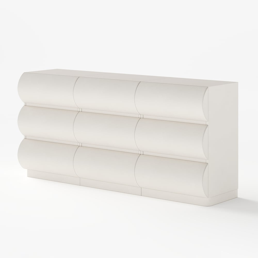 Humply 59" White Leather 9-Drawer Dresser window image