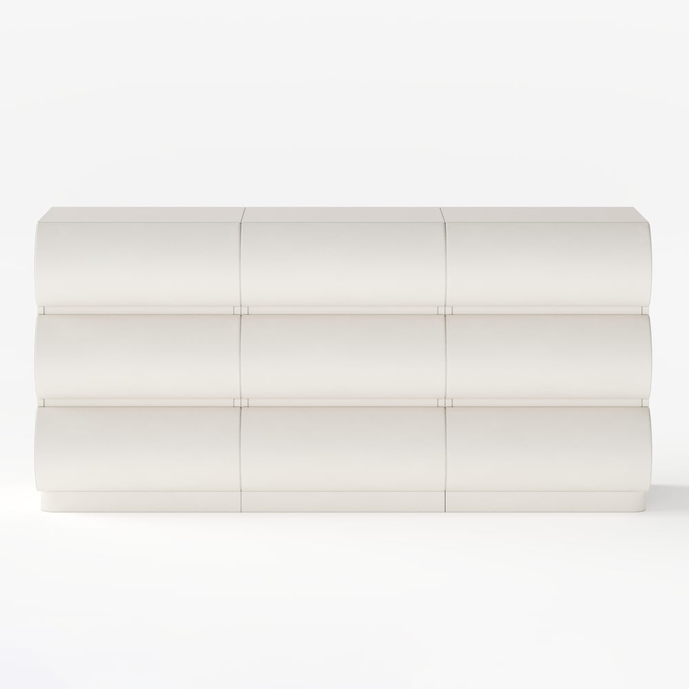 Humply 59" White Leather 9-Drawer Dresser window image
