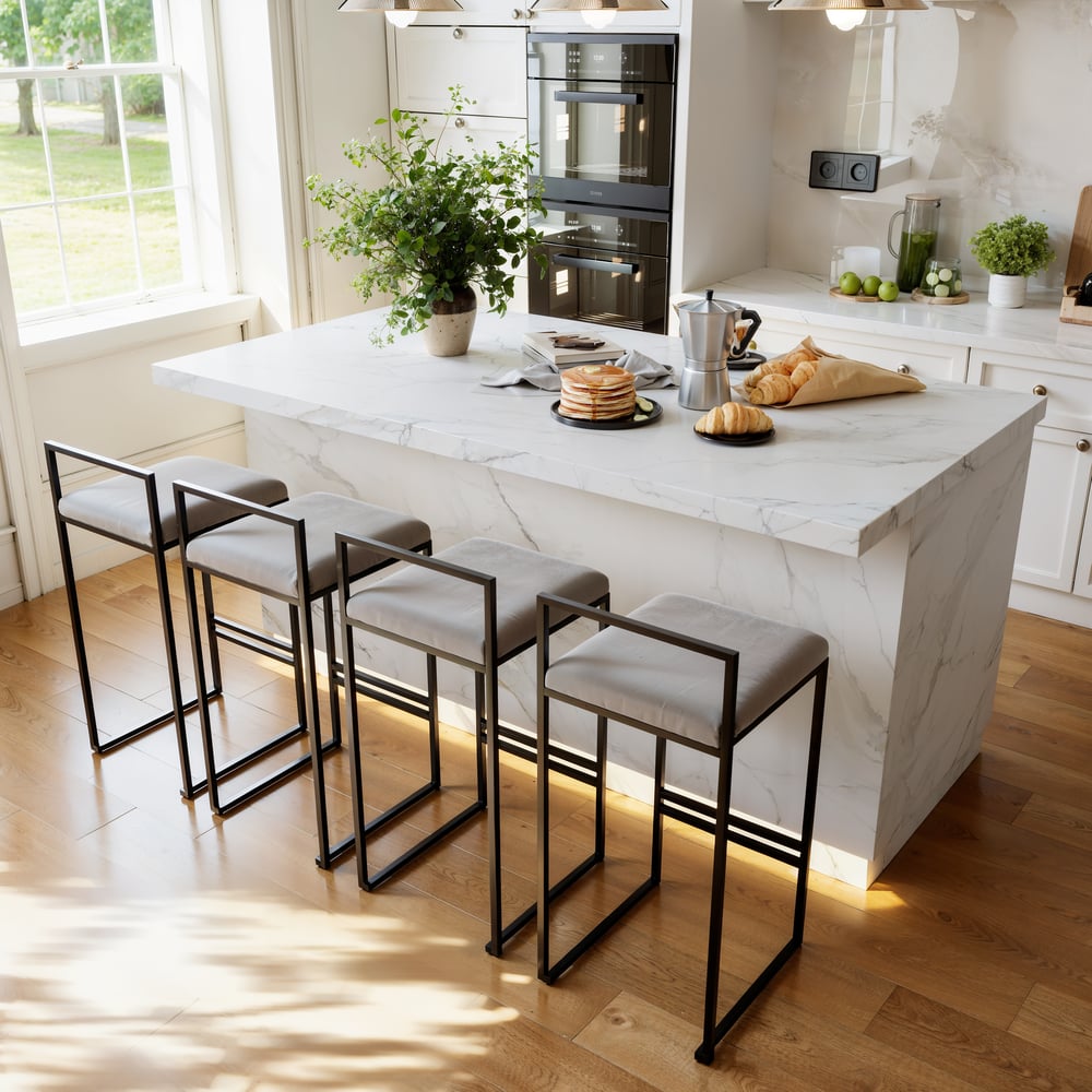 Japandi 72" White Kitchen Island with Storage & LED Lighting window image