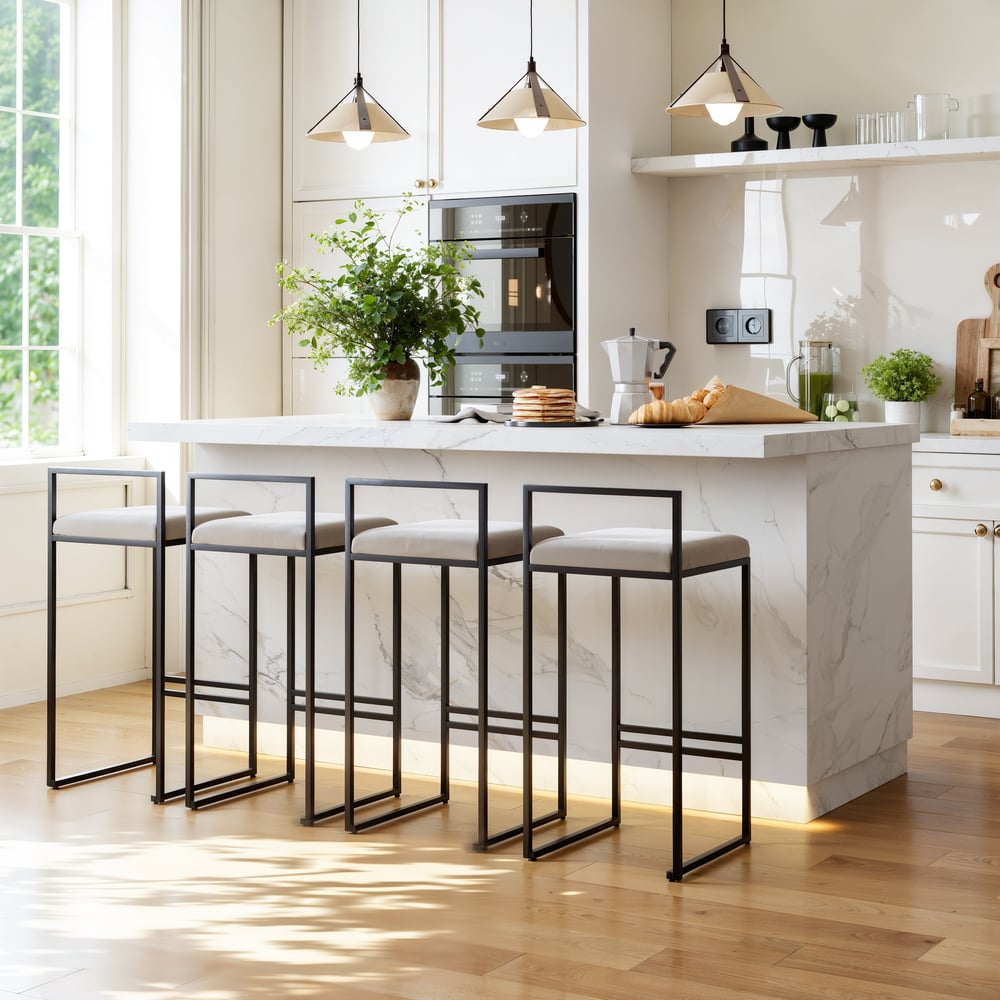 Japandi 72" White Kitchen Island with Storage & LED Lighting window image