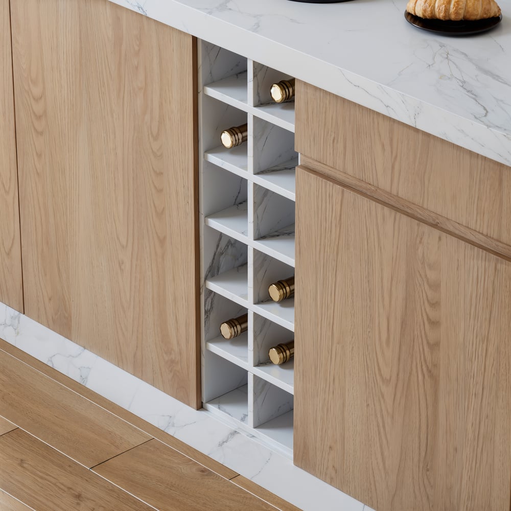 Japandi 72" White Kitchen Island with Storage & LED Lighting window image