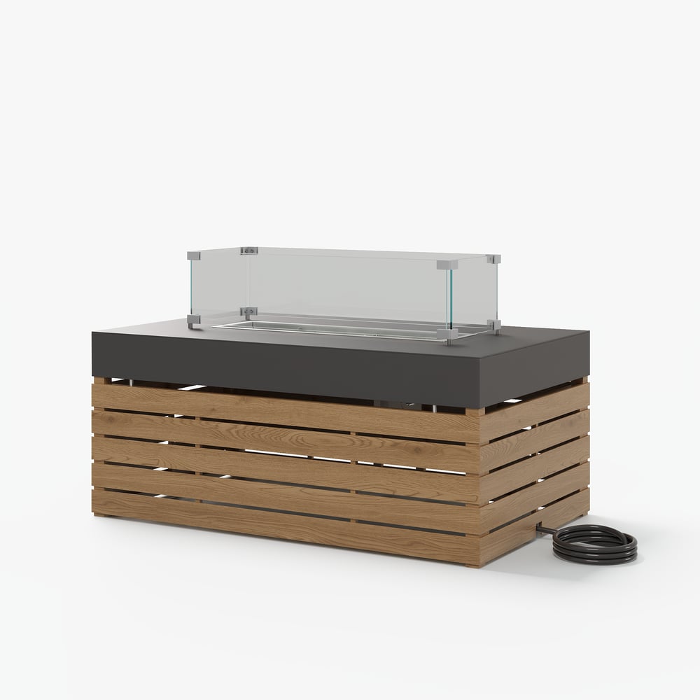 Tevara Outdoor 39" Propane Smokeless Rectangular Fire Pit Table in Gray window image