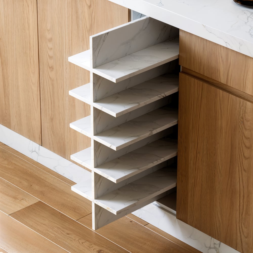 Japandi 72" White Kitchen Island with Storage & LED Lighting window image