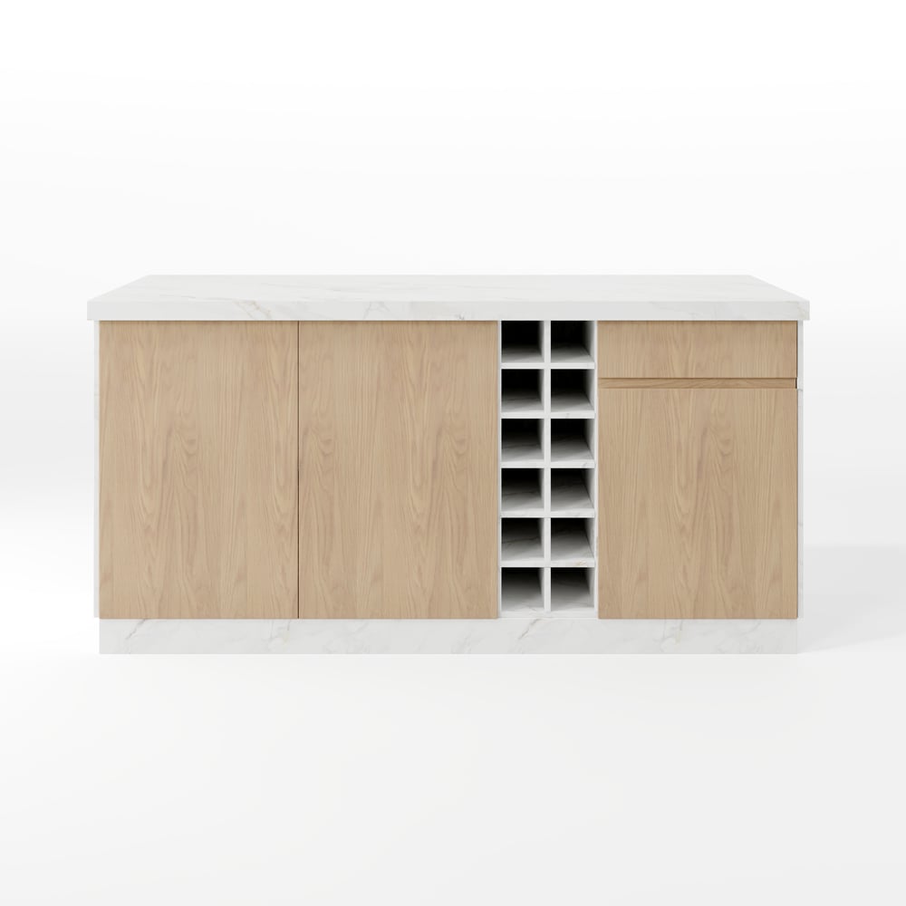 Japandi 72" White Kitchen Island with Storage & LED Lighting window image