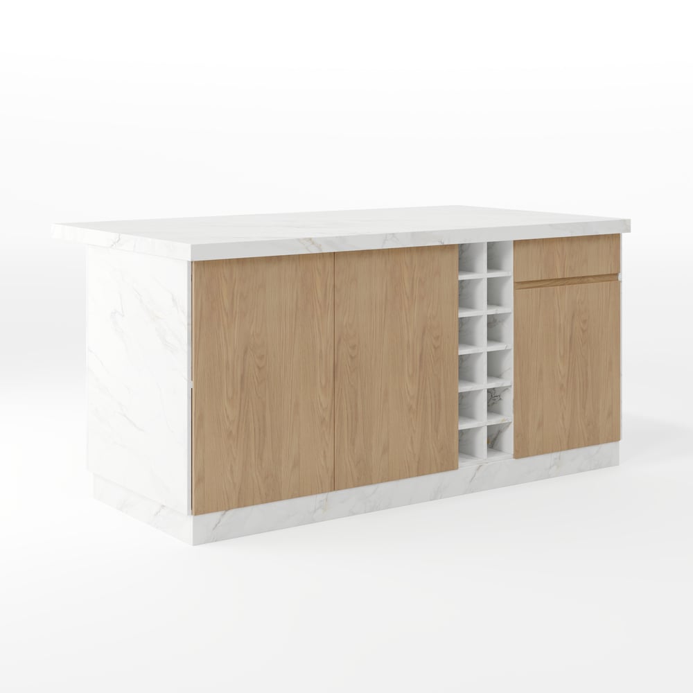 Japandi 72" White Kitchen Island with Storage & LED Lighting window image