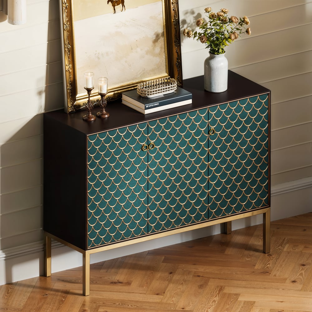 Questions and Answers for Modern 47" Wood Sideboard with 3 Doors & Adjustable Shelves