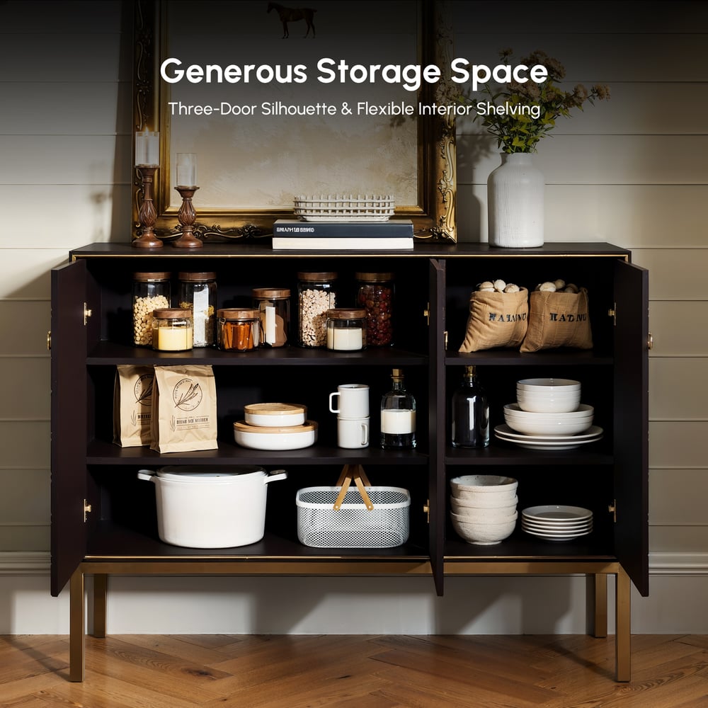 Modern 47" Wood Sideboard with 3 Doors & Adjustable Shelves window image