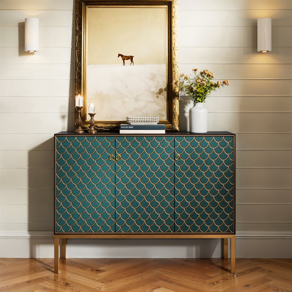 Questions and Answers for Modern 47" Wood Sideboard with 3 Doors & Adjustable Shelves