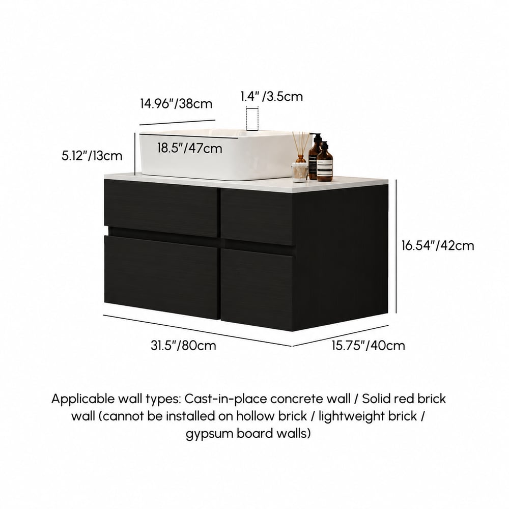 Bathroom Vanity Set 31.5" Modern Floating Bathroom Vanity with Sink weights dimensions image