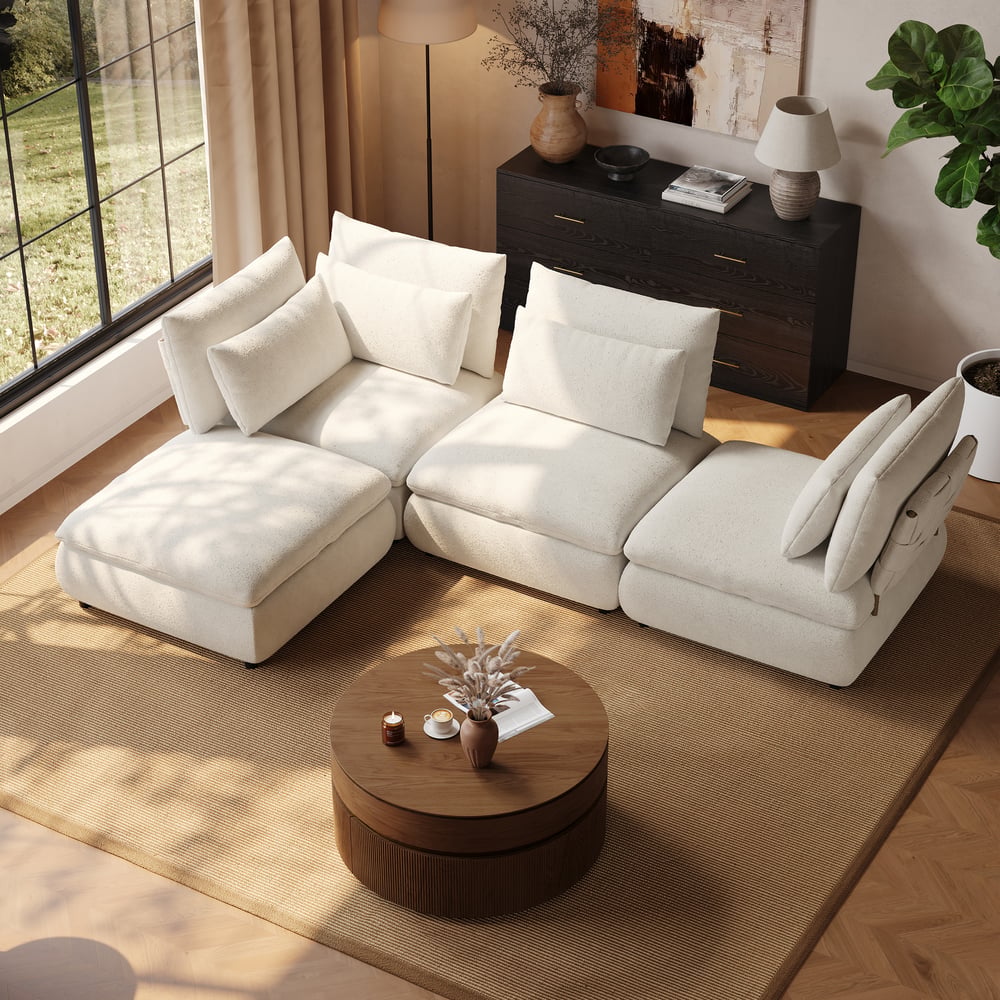 108" 4-Piece Chenille Modular Sectional Sofa with Hidden Storage window image