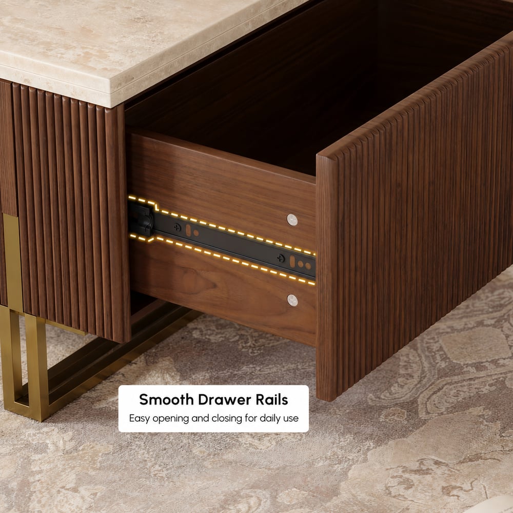 Grovyn 120 cm Fluted Lift-Top Coffee Table with 2 Drawers window image