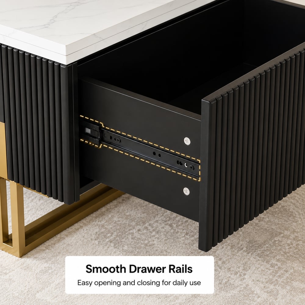 Grovyn 47" Fluted Lift-Top Coffee Table with 2 Drawers window image