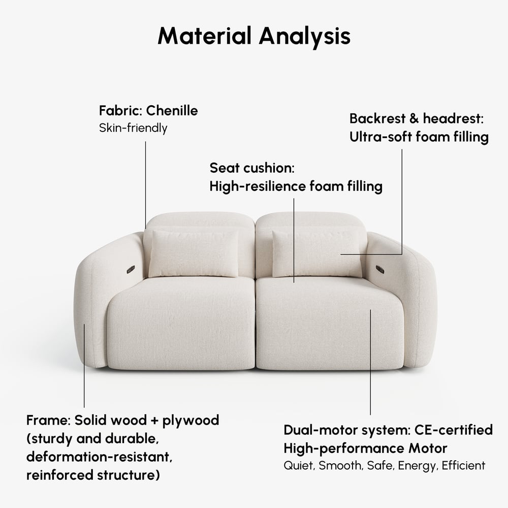 227cm 2-Seater Chenille Zero Gravity Power Reclining Sofa with Pillows & USB Port window image