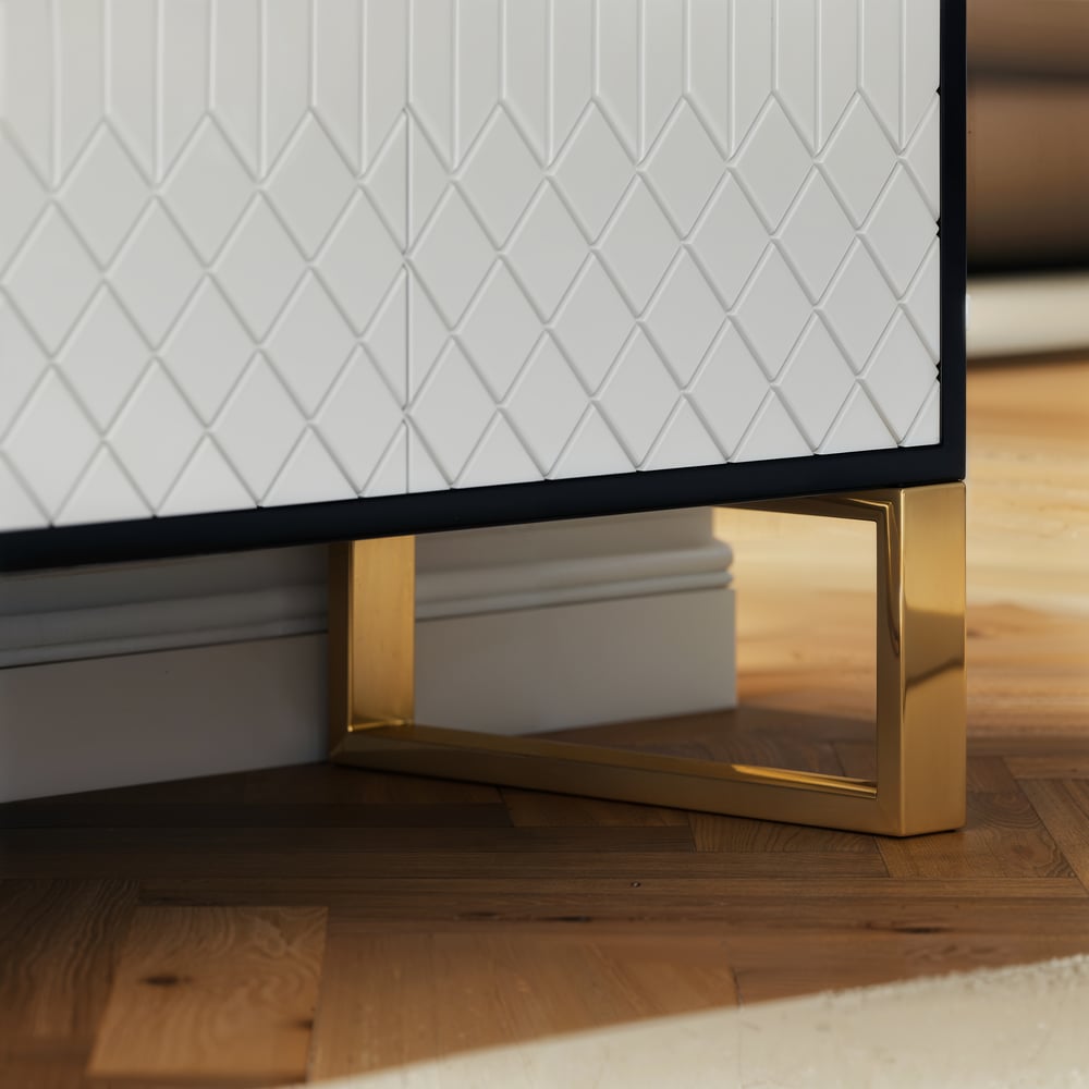 Aro 59" White & Black Wood Sideboard with  Cabinets & Adjustable Shelves window image