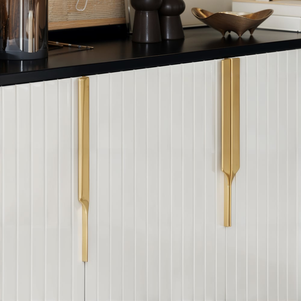 Aro 59" White & Black Wood Sideboard with  Cabinets & Adjustable Shelves window image