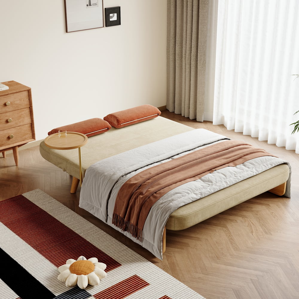 2-Sitzer Schlafsofa aus Baumwolle und Leinen mit drehbarer Ablage Schaufensterbilder