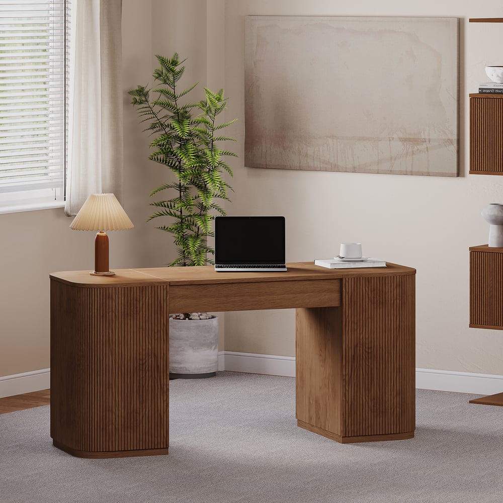 Customer Reviews for Velign 60" Walnut Standing Computer Desk with 2-Door Storage Cabinet