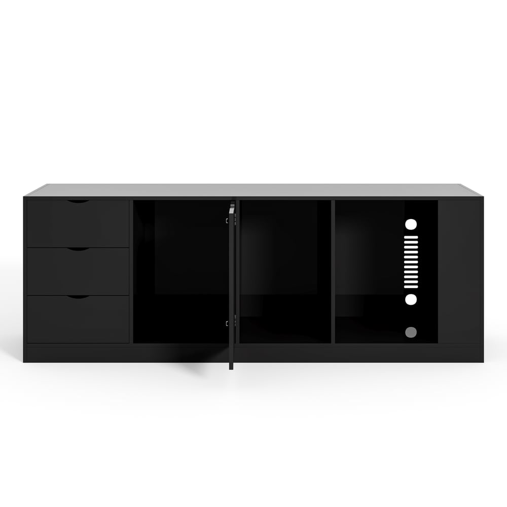 Modern 71" L-Shaped Black Executive Desk with Left Hand Return window image