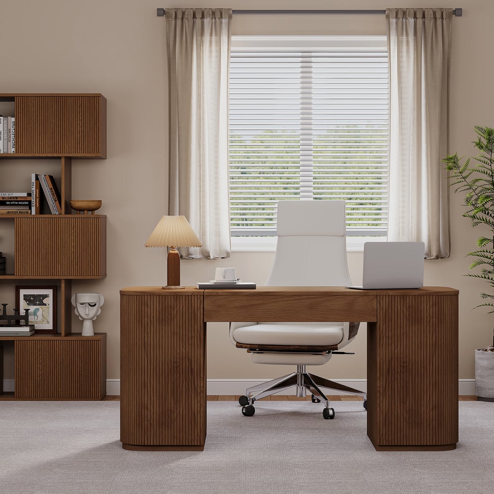 Customer Reviews for Velign 60" Walnut Standing Computer Desk with 2-Door Storage Cabinet