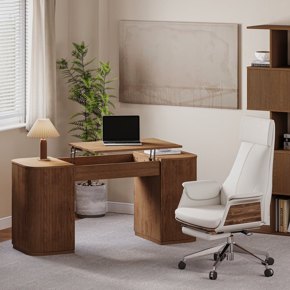 Customer Reviews for Velign 60" Walnut Standing Computer Desk with 2-Door Storage Cabinet