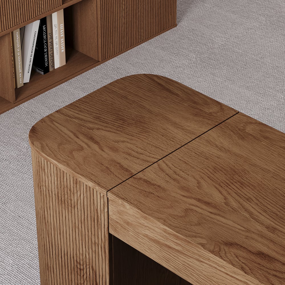 Velign 60" Walnut Standing Computer Desk with 2-Door Storage Cabinet window image