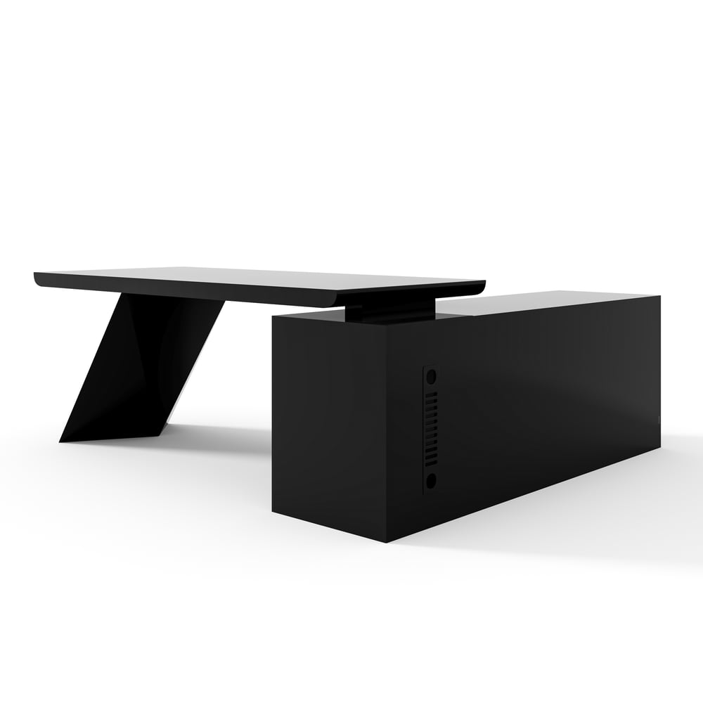 Modern 71" L-Shaped Black Executive Desk with Left Hand Return window image
