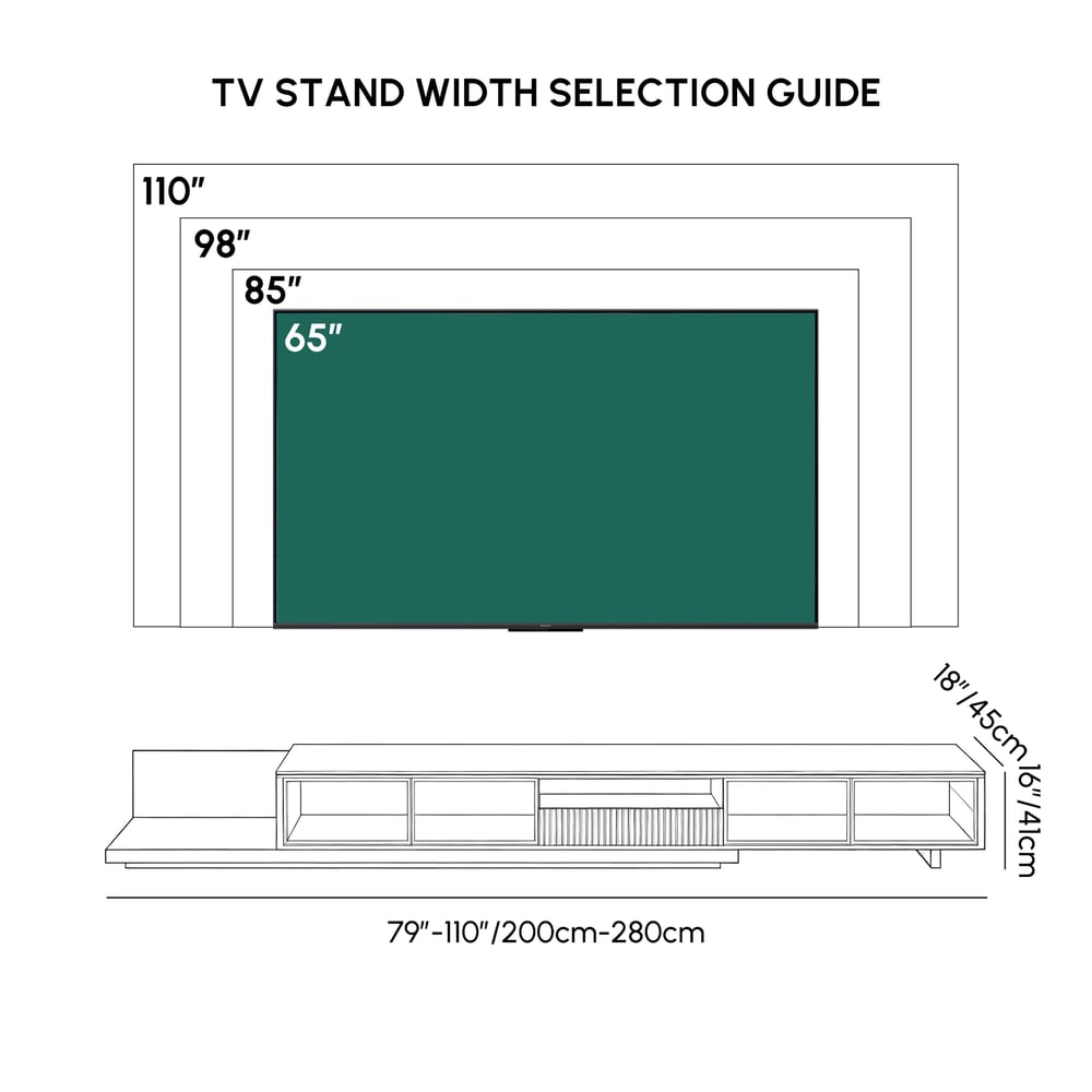 200 - 280 cm Extendable TV Stand with LED Light, Tempered Glass Door Cabinets & Drawer weights dimensions image
