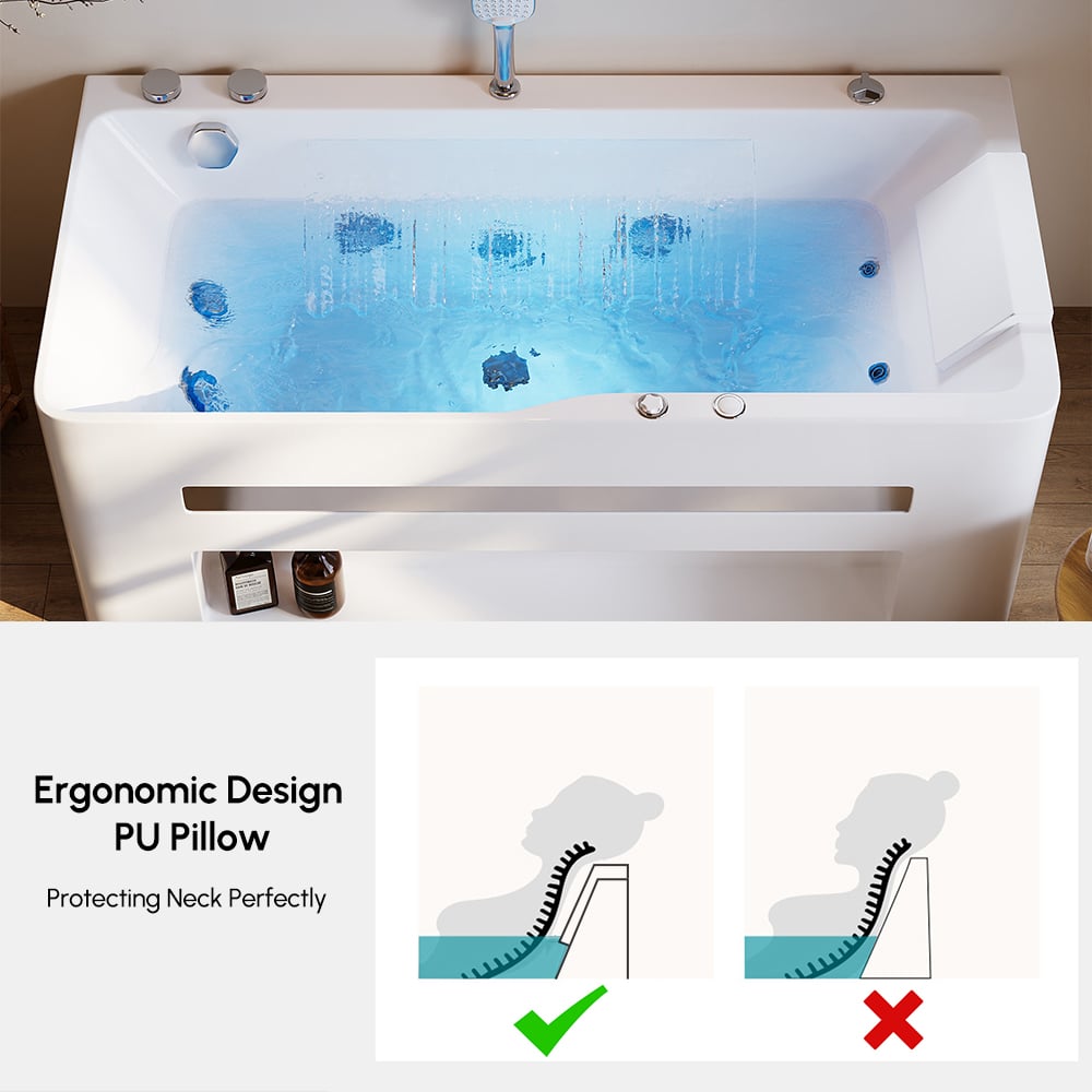 59" Small Whirlpool Bathtub Jetted with LED Lighting 89-Gallon Capacity window image