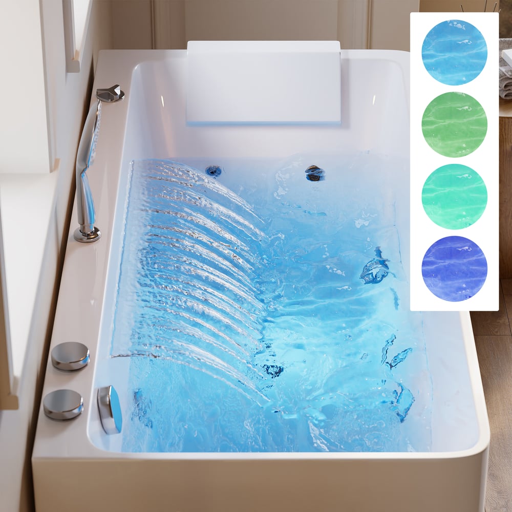 59" Small Whirlpool Bathtub Jetted with LED Lighting 89-Gallon Capacity window image