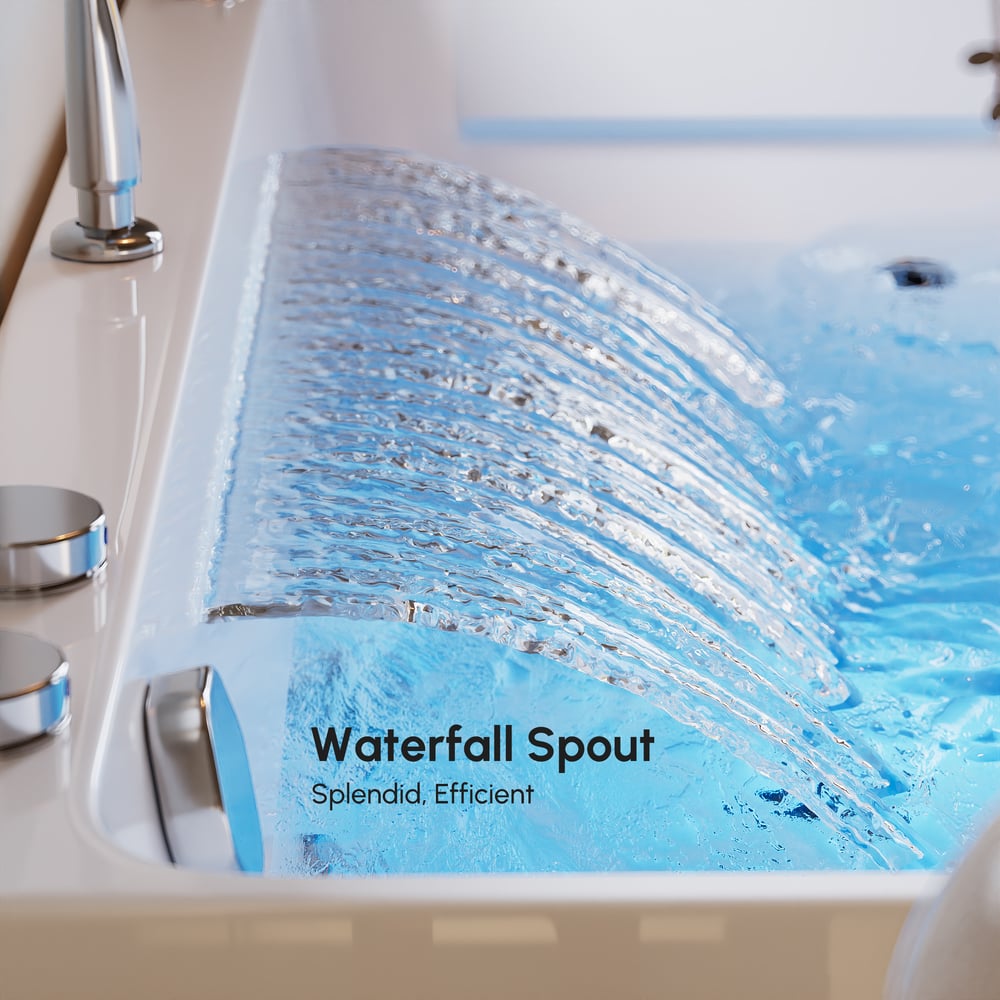 59" Small Whirlpool Bathtub Jetted with LED Lighting 89-Gallon Capacity window image