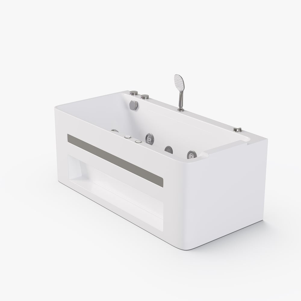 59" Small Whirlpool Bathtub Jetted with LED Lighting 89-Gallon Capacity window image