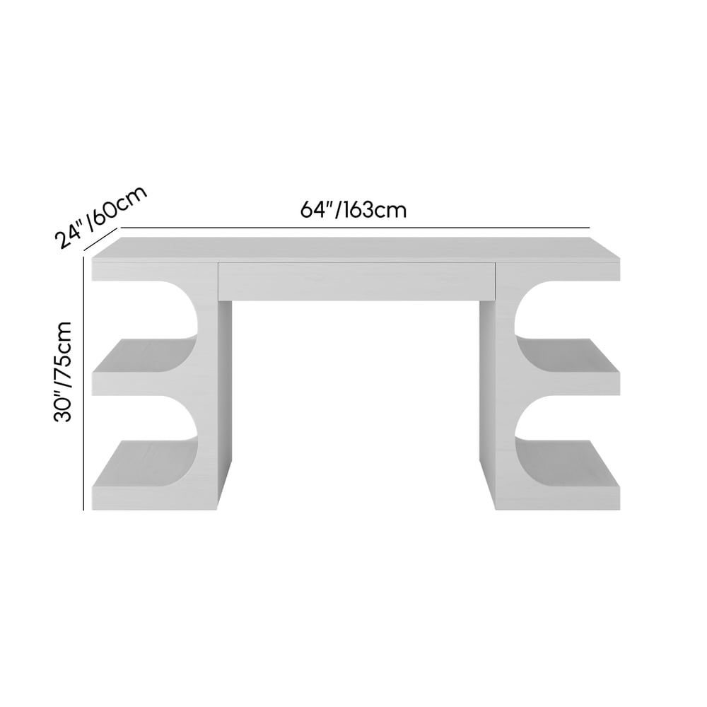 Bureau moderne rectangulaire blanc de 64 pouces avec rangement Poids, dimensions, image