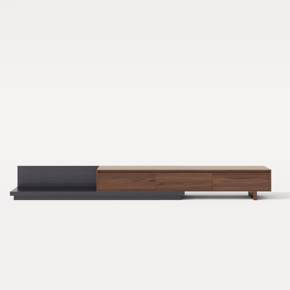 Fero 79"-142" Extendable TV Stand with 3 Drawers window image