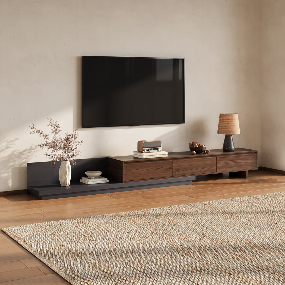 Fero 79"-142" Extendable TV Stand with 3 Drawers window image