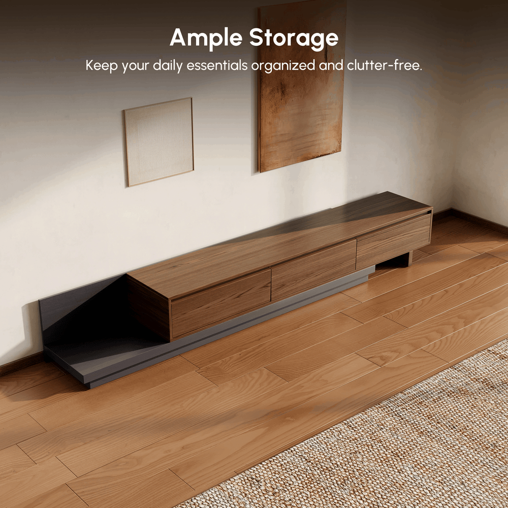 Fero 79"-142" Extendable TV Stand with 3 Drawers window image