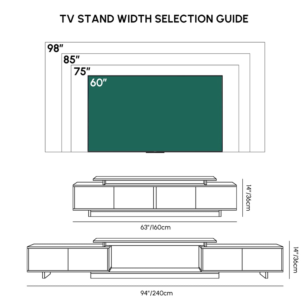 Mordel 63"-94" Extendable Walnut TV Stand with Storage weights dimensions image