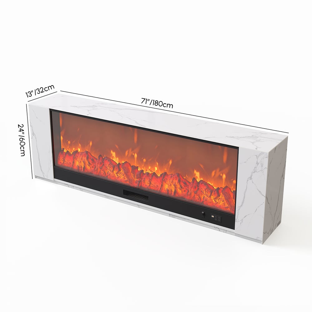 71" Sintered Stone Electric Fireplace TV Stand with Remote Control weights dimensions image