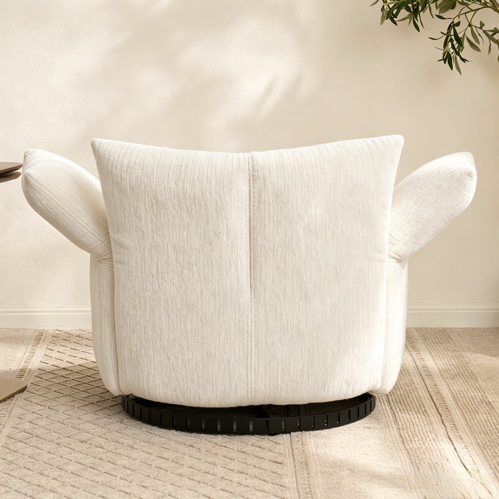 Performance Chenille Swivel Accent Chair with Adjustable Armrest window image